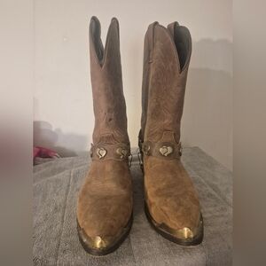 Masterson Boot Co Leather Cowboy Boots Hearts And Chain Women's  9.5M